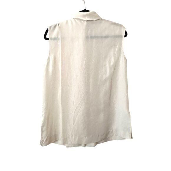 GREY JASON WU‎ Tie Neck Ivory Sleeveless Silk Blouse NWOT Small - Picture 3 of 3
